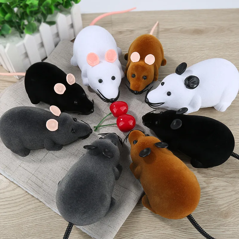 New 8 Colors Cat Toys Remote Control Wireless Simulation Plush Mouse RC Electronic Rat Mouse Mice Toy For Pet Cat Toy Mouse