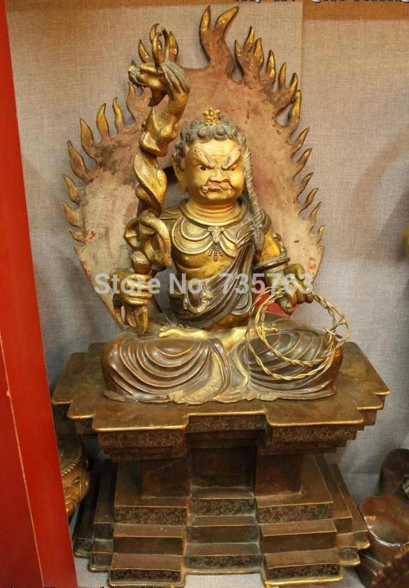 xiuli 001447 38"Tibet Buddhism Temple Purple Bronze Acalanatha King Buddha Statuein Statues