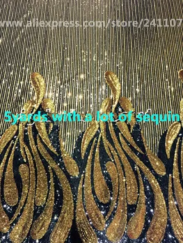 

Nigerian laces Fabric African Cord Laces Fabrics With Sequins High Quality Nigerian Lace fabric with sequin For Wedding Dress