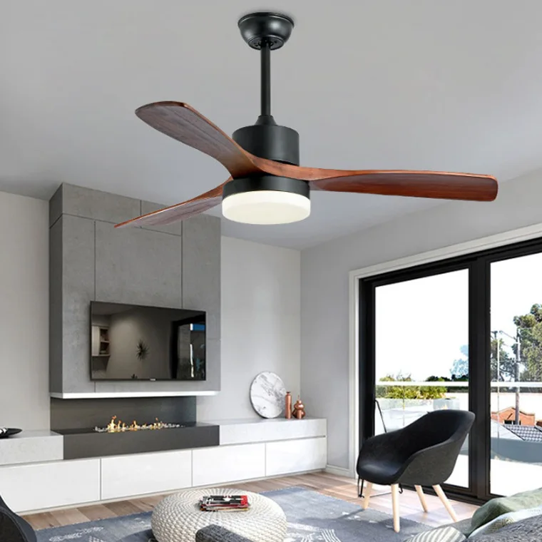 Super Promo 42 Inch Wood Led Ceiling Fans With Lights For Living