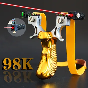 

2019 new style Big power high precision new outdoor hunting slingshot Laser aiming slingshot using flat rubber band