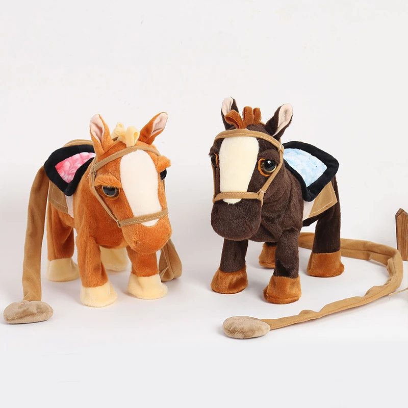 

Electronic Horse Interactive Robot Horse Leash Plush Animal Pet Toy Walk Whinny Sing Song Music Toys For Children Birthday Gifts