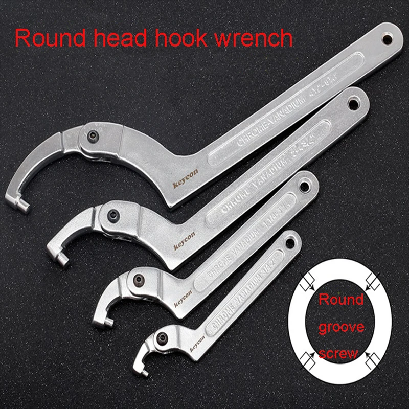 

4PC Adjustable Hook Wrench C Spanner Tool Square Head Universal And Round Head nut Wrench 19-170mm Side Spanner Hand Multi Tools
