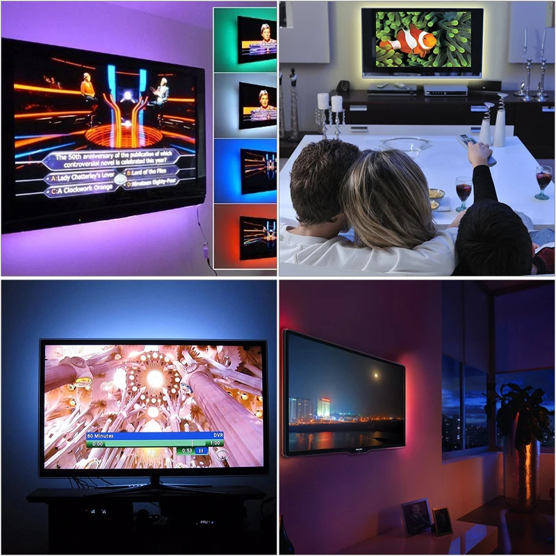 2X50cm USB RGB LED Strip 5050 SMD Waterproof Flexible LED Backlight TV Kit Flat Screen LCD Desktop Computer LED TV Backlighting