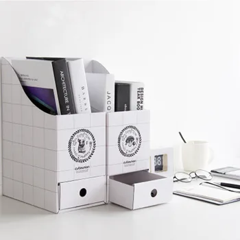 

Creative Paper Environmental Protection Storage Box Multifunction Home Desktop Data Finishing File Rack With Drawer Storage Rack