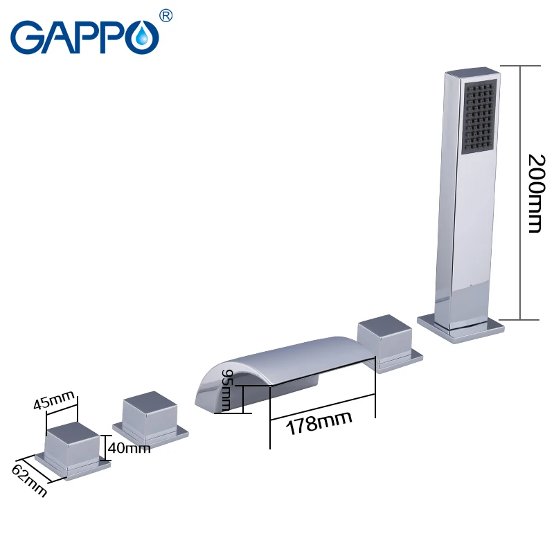 GAPPO смеситель для ванной, смеситель для душа, смеситель для ванной комнаты, смеситель для ванной в форме водопада, смеситель robinet banheira