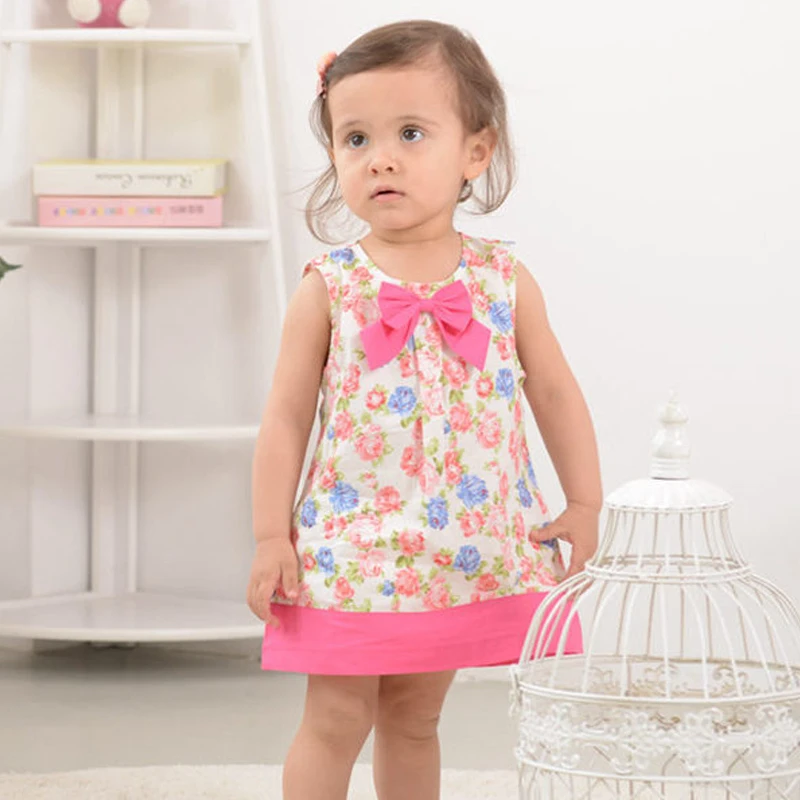 

Summer Baby Girls Dress,Cotton Sleeveless Casual Dresses,Fashion Brand Kids Printed Flowers Dress,Children Clothe(6 Moths-3 Yrs)