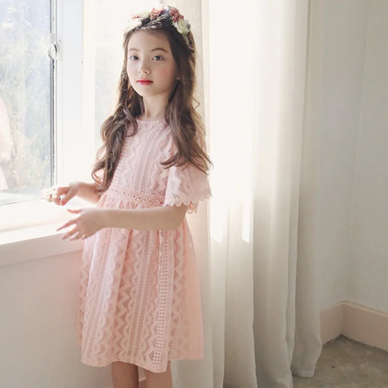 Girl Dress 2020 Summer Baby Costume Child Evening Kids Short Sleeve Children Princess Lace Purple/ Pink | Детская одежда и обувь