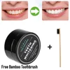 Poudre dentaire noire charbon actif blanchiment des dents, dissolvant de taches, dentifrice 30g avec brosse à dents en bambou ► Photo 2/6