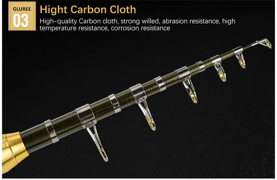 GLUREE 99% Carbon Portable Telescopic Fishing Rod Spinning Fishing Tackle 1.5 1.8 2.1 2.4 2.7 3.0 3.6M Super-short Hard Sea Rod (12)