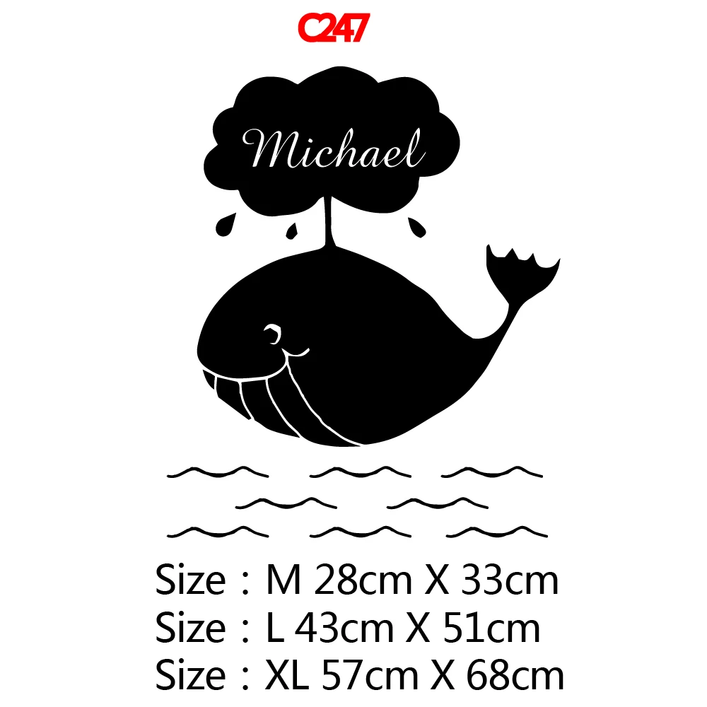Coustom Name Animal Whale Vinyl Wall Stickers Art Wall Decor For Kids Room Bedroom Decoration Decal Wallpaper