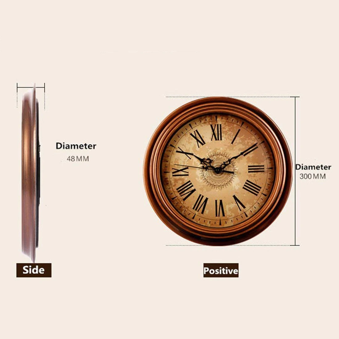 Botique 12 inch бесшумный не тикают круглые Настенные часы декоративные Винтаж Стиль