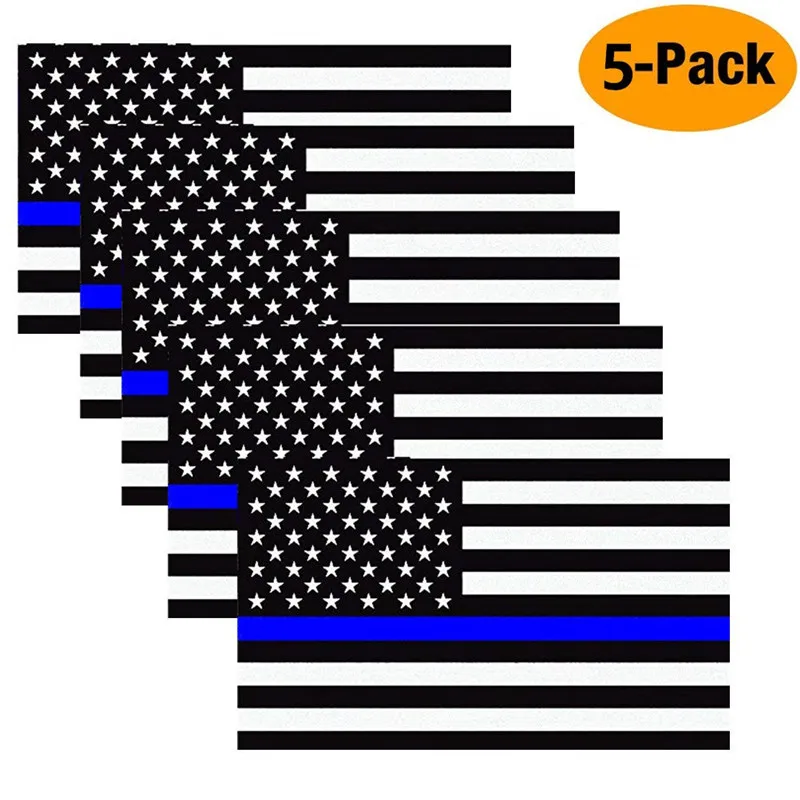 

11.4 X 6.35cm Car Styling American Flag Sticker Honor Police Enforcement Window Bumper Stickers (5 Pack)