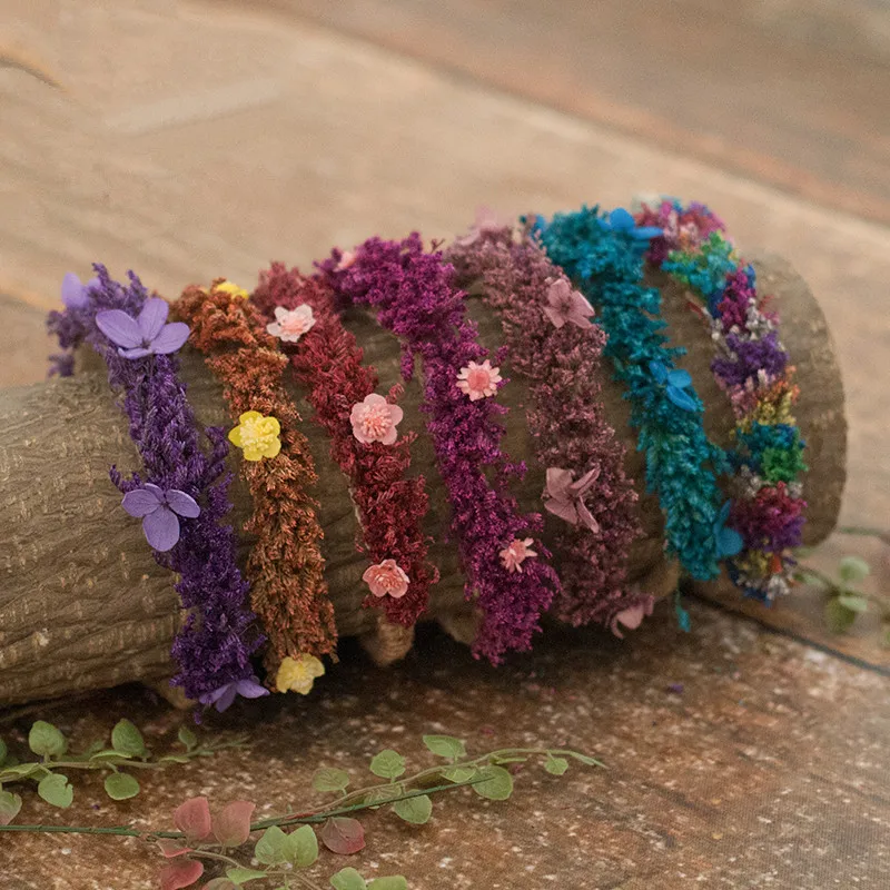 Newborn photography props headwear rainbow flower garland headdress baby photos headband  hair ribbon