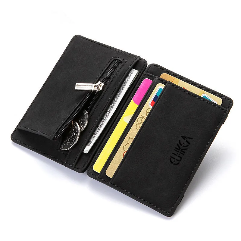 Ultra Thin New Design Mens PU Leather Wallet Mini Magic Wallets And Zipper font b Coin