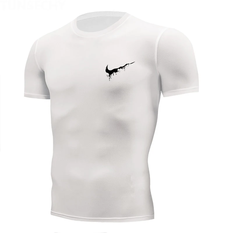 4XL Men's T-shirts Quick Dry Tight Fitness Running T shirts Men Brand Short Sleeves Gym Sport compression shirt 2019 Men's Rashgard jogger sportswear