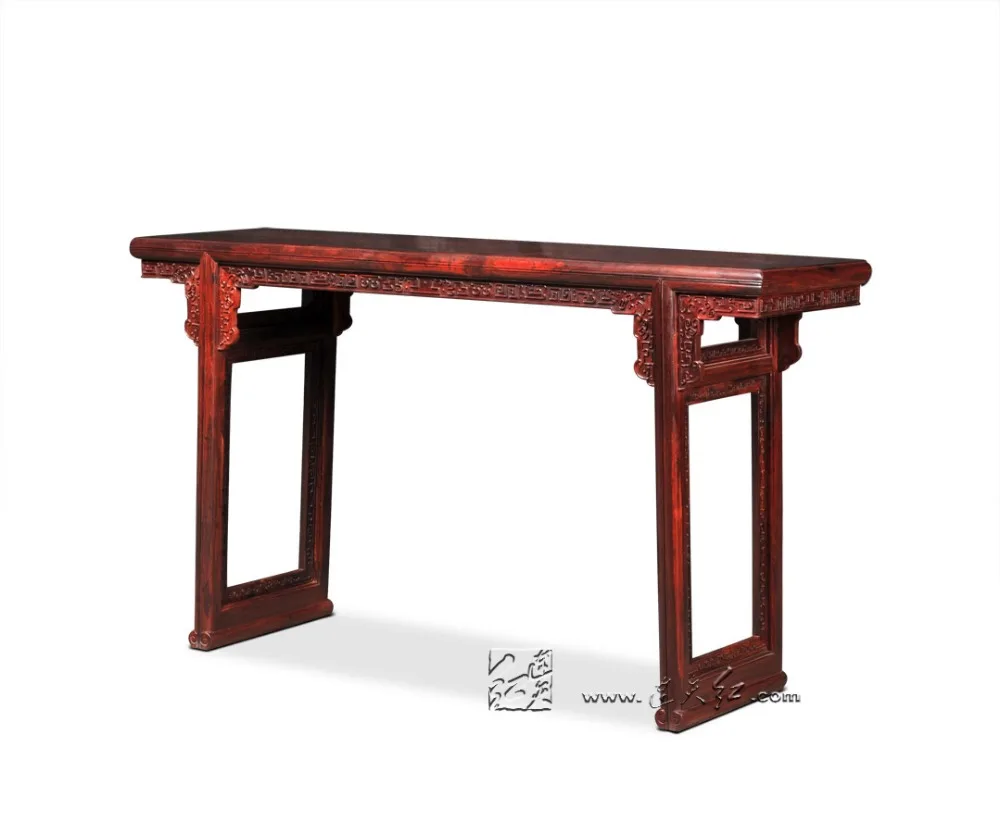 Mobiliário de escritório Carrapato Moire Padrão Mesa console de mesa Da Sala De Longo Luxry Birmânia Redwood Clássica Chinesa Escrita Mesa China