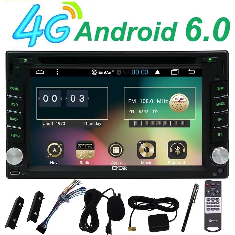 

FREE 4G Dongle Car DVD gps Player Android 6.0 Quad Core Automotive Stereo Wifi 3G/4G Mirror Link 1080P Video MP5 Player+free 4G