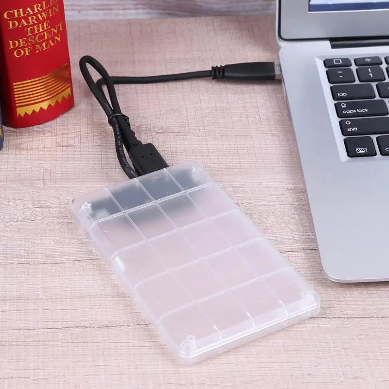 

USB 3.0 Port Transparent Silicone Protective Mobile High Speed HDD External Storage Box for 2.5inch SATA HDD SSD Hard Disk Drive