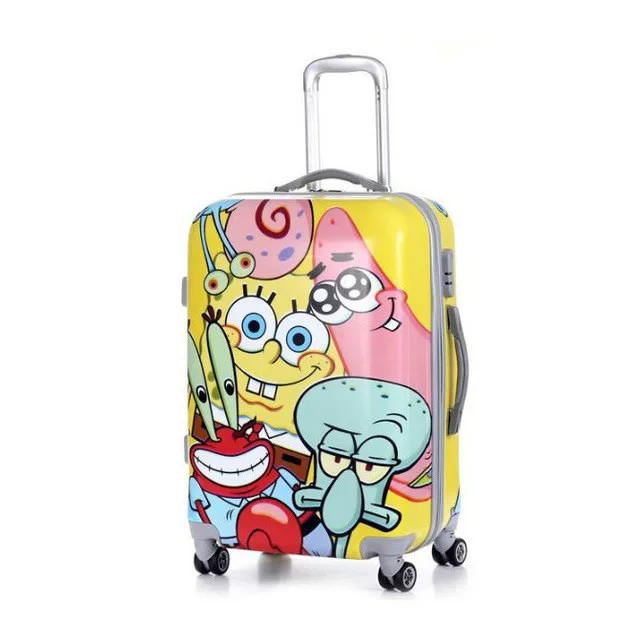 

20"24"inch Cartoon travel luggage bag SpongeBob patterned steering wheel suitcase for kids