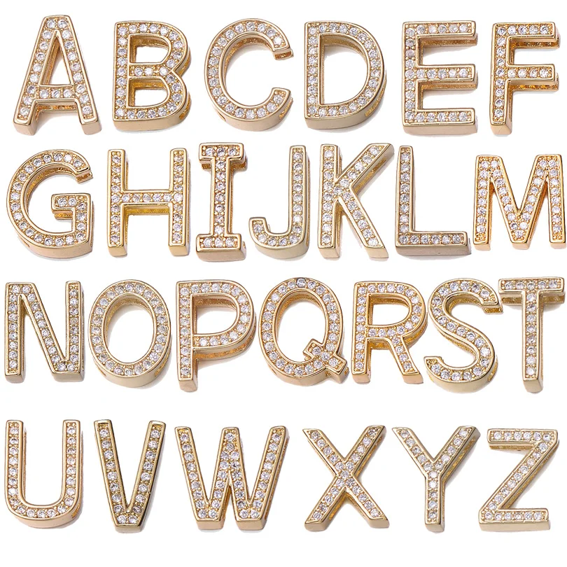 Pipitree Customize Name Stainless Steel DIY CZ Zircon Letter Bracelets Adjustable Buckle Charm Bracelet Bangle Women Men Jewelry