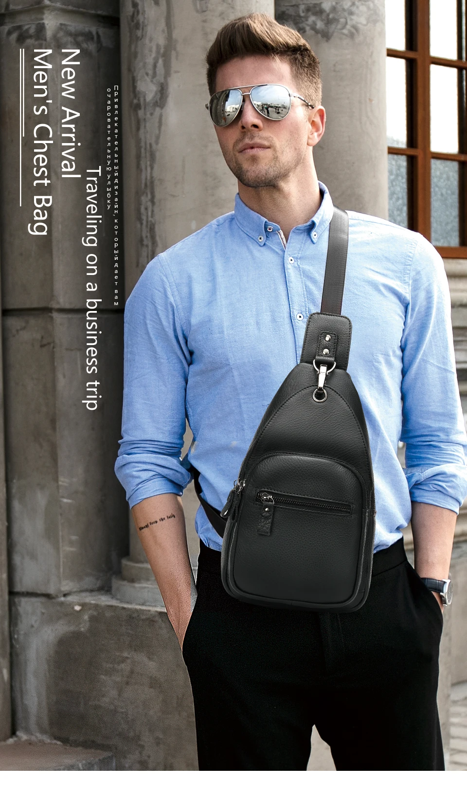 1 Small Men's Chest Bag for Men Genuine Leather Crossbody Bags Male Messenger Chest Waist Pack Travel Sling Bag Designer