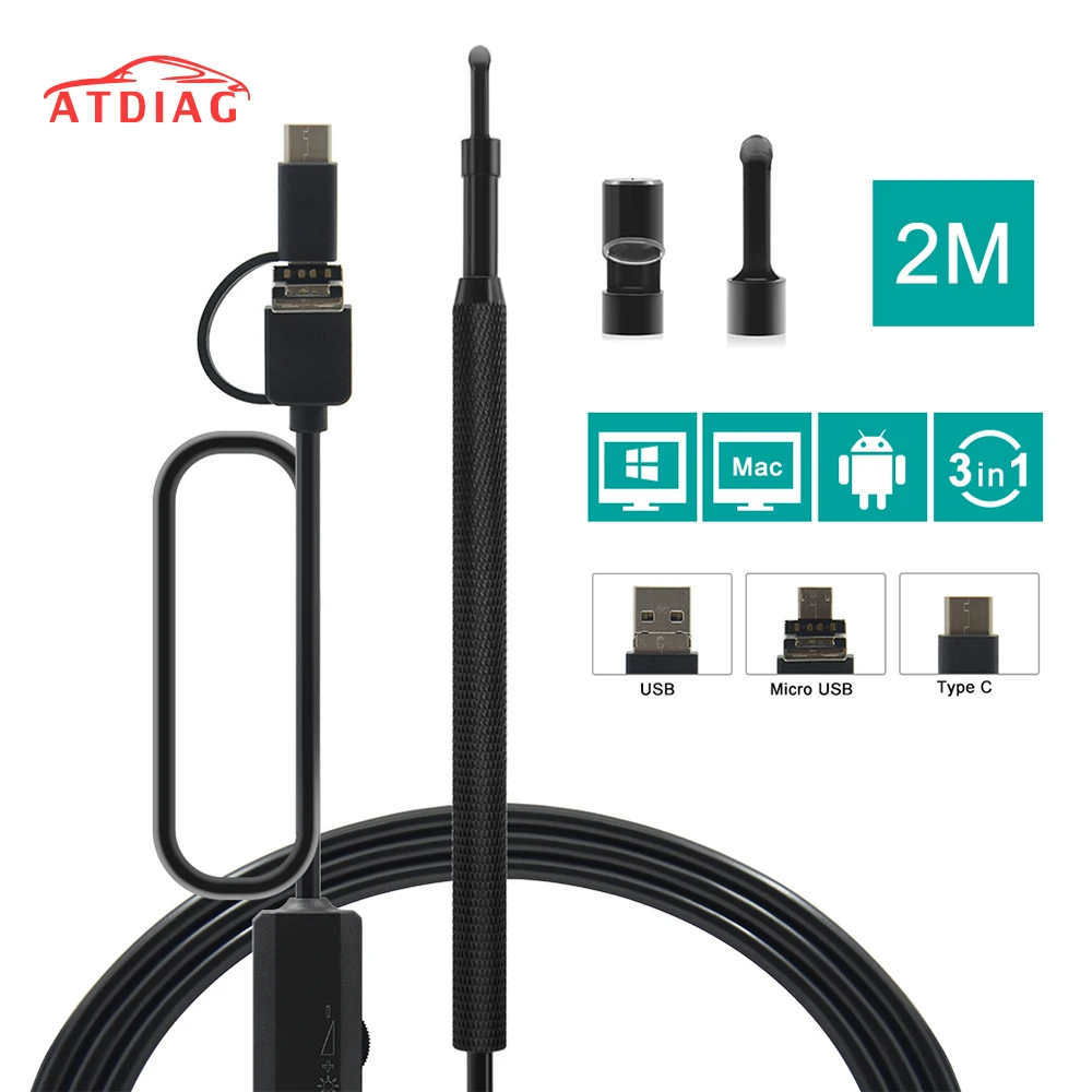 3 в 1 USB эндоскоп для чистки ушей|Кабели и коннекторы диагностики авто| |
