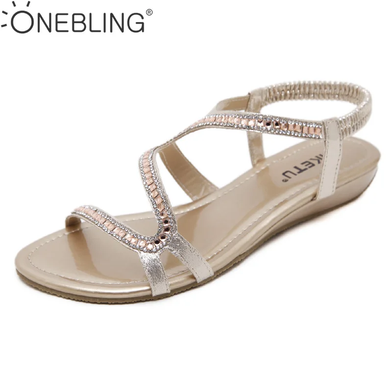 

One Bling New Woman Fashion Summer Sandals Rhinestone Flip-Flops Women Casual Beach Shoes Soft Bottom Comfortable Wedges Sandals