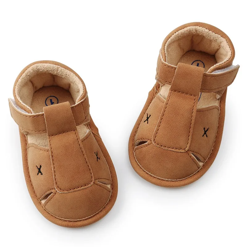 Летние ботинки для малышей из мягкой кожи для маленьких мальчиков и девочек; пляжная обувь с мягкой подошвой для детей от 0 до 18 месяцев