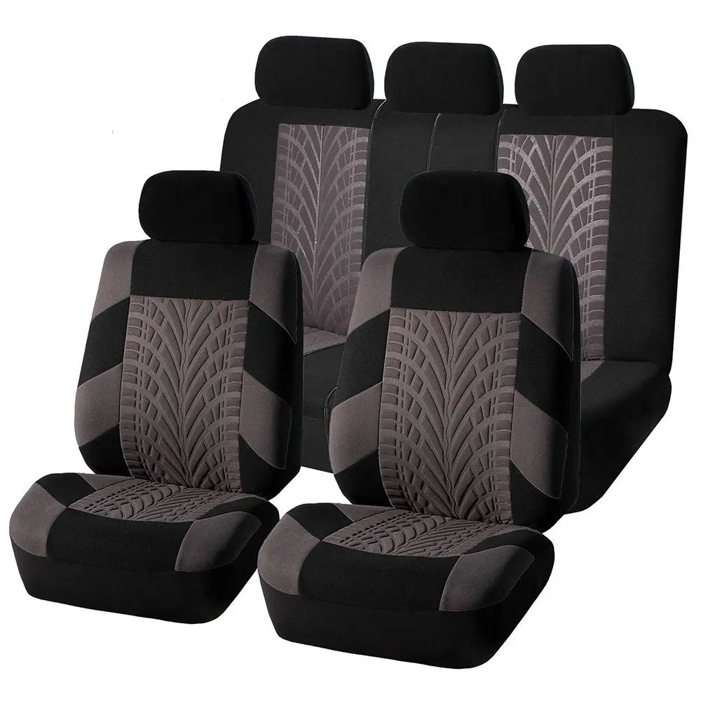 

GLCC Polyester Embroidery Car Seat Covers Set Universal Fit Most Cars Covers with Tire Track Detail Styling Car Seat Protector
