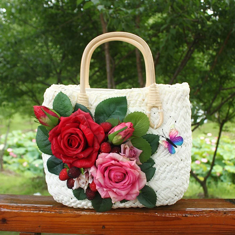 flower straw bag