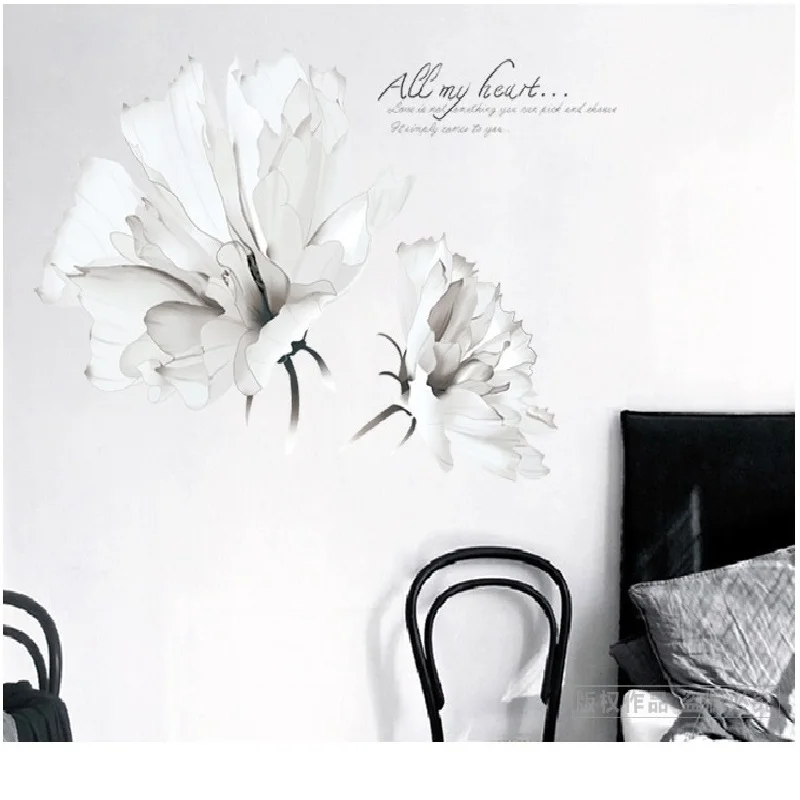  Graceful White Flower Diy Wall Sticker Bedroom living room Window Door Plant Room home Decor