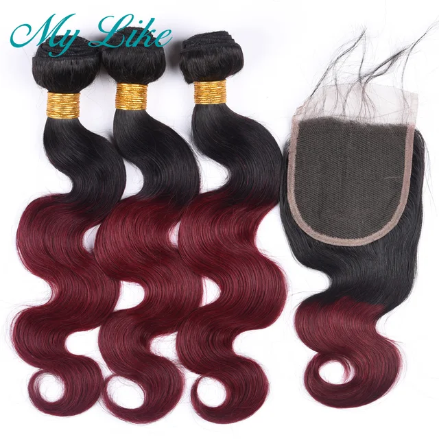 Special Price My Like Brazilian Hair Weave Bundles with Closure 1b/99j Burgundy Red Ombre Human Hair Extension Body Wave Bundles with Closure Special Price My Like Brazilian Hair Weave Bundles with Closure 1b/99j Burgundy Red Ombre Human Hair Extension Body Wave Bundles with Closure