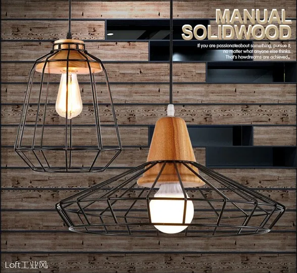 Simple Loft Style Wood Iron Art Droplight Modern Led Pendant Light Simple Loft Style Wood Iron Art Droplight Modern Led Pendant Light Fixtures For Living Dining Room