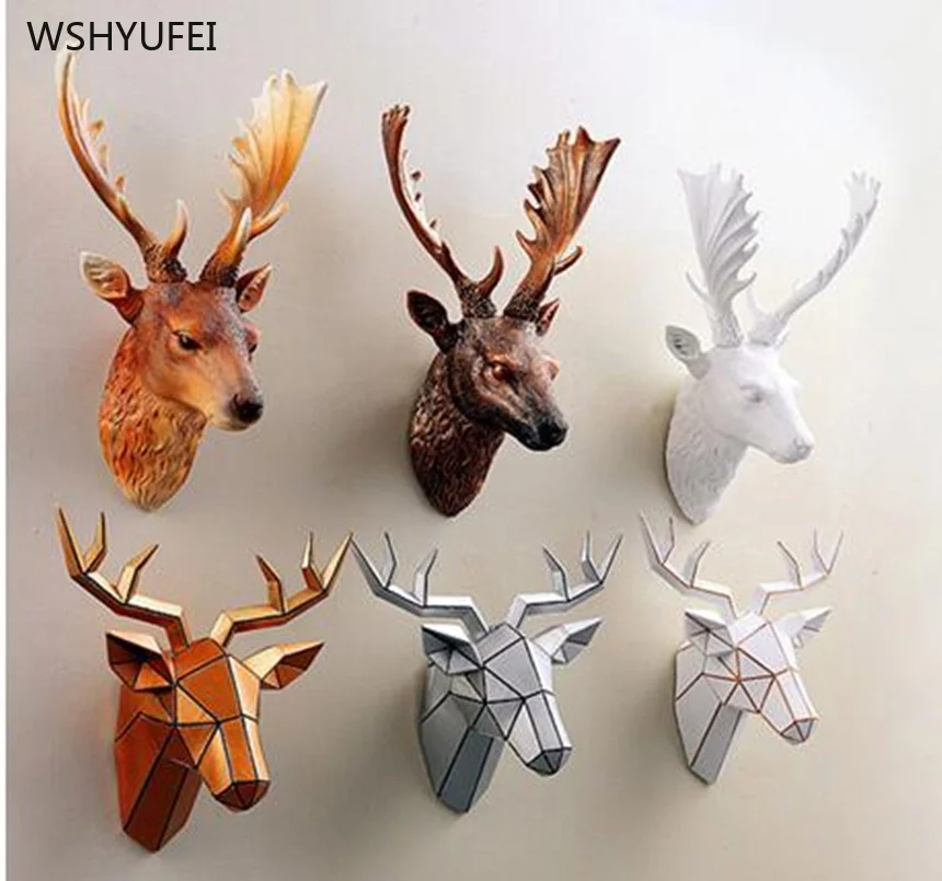 

European creative simulation deer head wall animal head three-dimensional pendant living room bedroom photo wall decoration