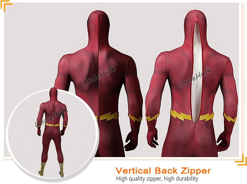 Флэш темно-красный малиновый спандекс зентай лайкра Косплей Костюм Хэллоуин костюм-с капюшоном | UncleHulk