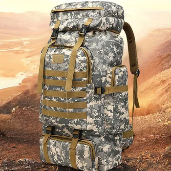 

80L Arrmy style Waterproof Climbing Hiking Military Tactical Backpack Bag Camping Mountaineering Outdoor Sport Molle 3P Bag