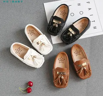 

2019 new Korean version of the single shoes girl peas shoes children's soft bottom one foot shoes fashion tassel casual shoes