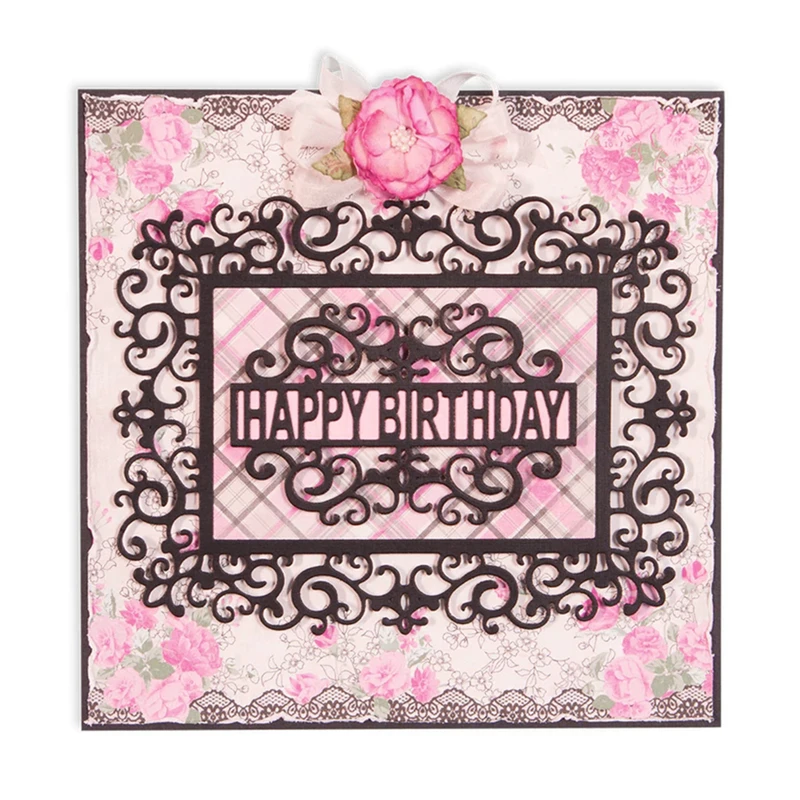 

Eastshape Happy Birthday Lace Frame Album Metal Cutting Dies for Scrapbooking Metal Cutting Dies New 2019 DIY Craft