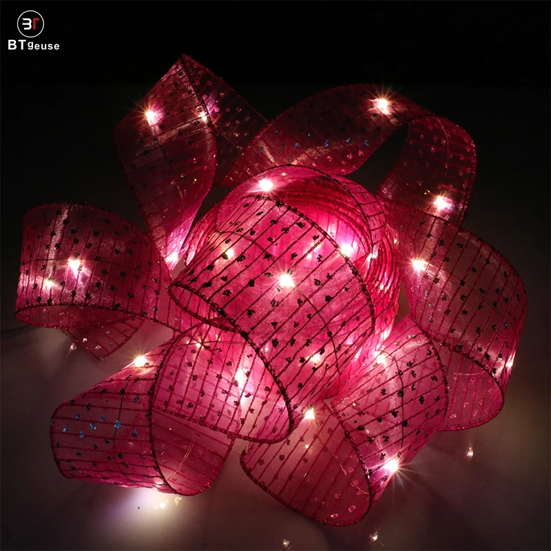 BTgeuse Pink Ribbon Fairy String Lights for Party Wedding Christmas and Room Decoration 5M 10M Warm White Led String Light BTgeuse Pink Ribbon Fairy String Lights for Party Wedding Christmas and Room Decoration 5M 10M Warm White Led String Light