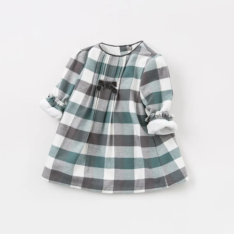 DB8711-2 dave bella/осеннее модное платье в клетку для маленьких девочек; детское платье для дня рождения; одежда для малышей - Цвет: Thicker