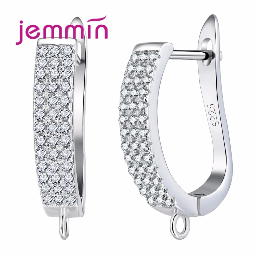 Jemmin új érkezés teljes átlátszó kocka cirkónium 925 ezüst ezüst fülbevaló a női női hölgy ékszer magas színvonalú
