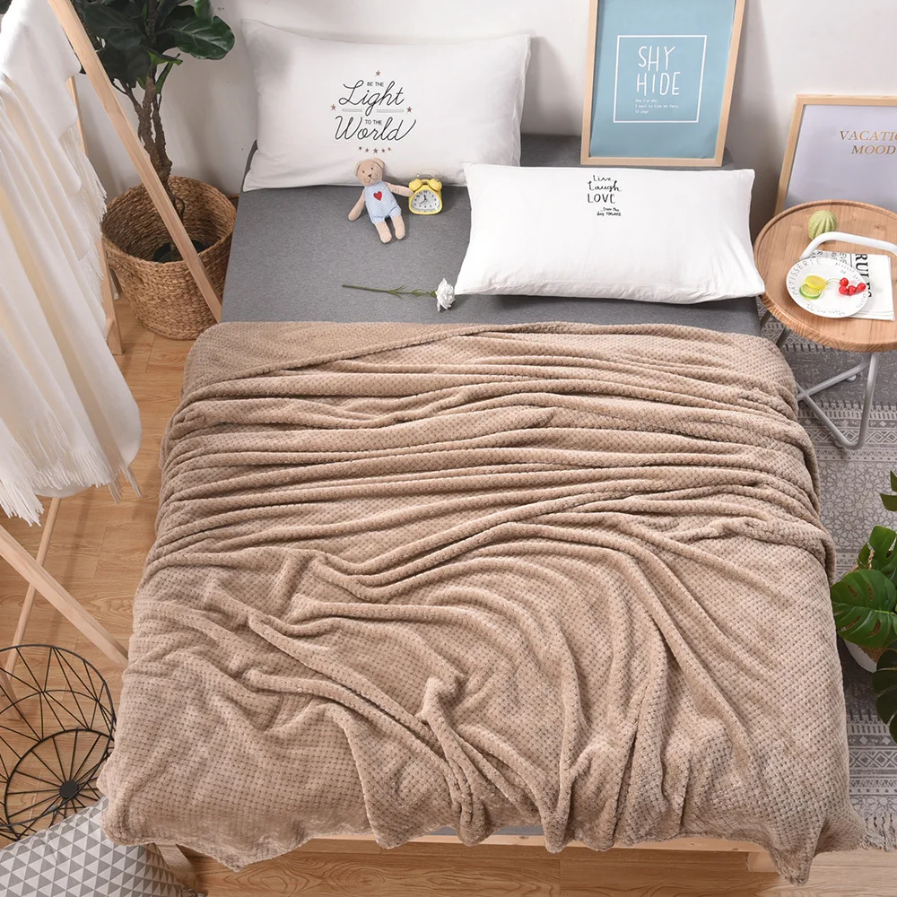 Стиль, мягкое вафельное фланелевое одеяло для кровати, однотонное, летнее, зимнее покрывало для дивана, покрывало, массивный комплект, одеяла