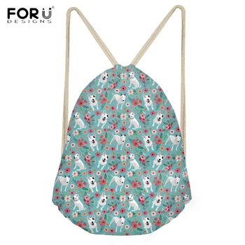 

FORUDESIGNS Cute 3D Puppy Bull Terrier Floral Print Backpacks for Girls Boys Casual Students Storage Bookbags Softback Sack Bag