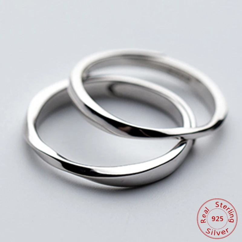 

925 Sterling Silver Couple Rings Classic Eternal Mobius Ring For Women Men Minimalist Adjustable Valentine's Day present
