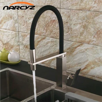 

New black pull down kitchen faucet square brass kitchen mixer sink faucet mixer kitchen faucets pull out kitchen tap XT-42