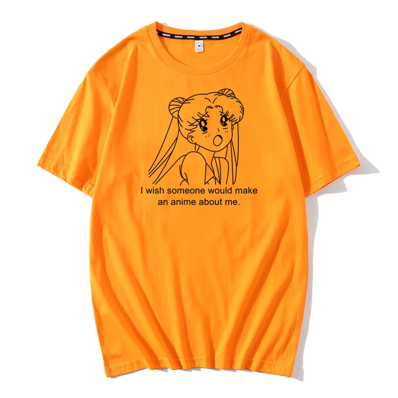 

Funny Japan Sailor Moon Printed Summer Cotton Round Neck Tshirts Plus Size Graphic Tees Slogan Letters Fashion T shirt Women New