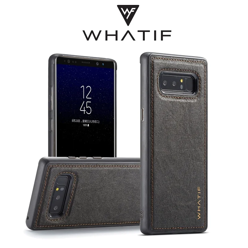 

WHATIF Case For Samsung Galaxy Note 8 Waterproof Soft TPU Back Cover Case DIY Feature Special Paper PU Leather Note 8 Back Cover
