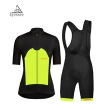 2018 Eyessee Fluorescent Yellow Short Sleeve Women Professional cycling jersey Bike Clothing / Mountain MTB Bicycle Clothes