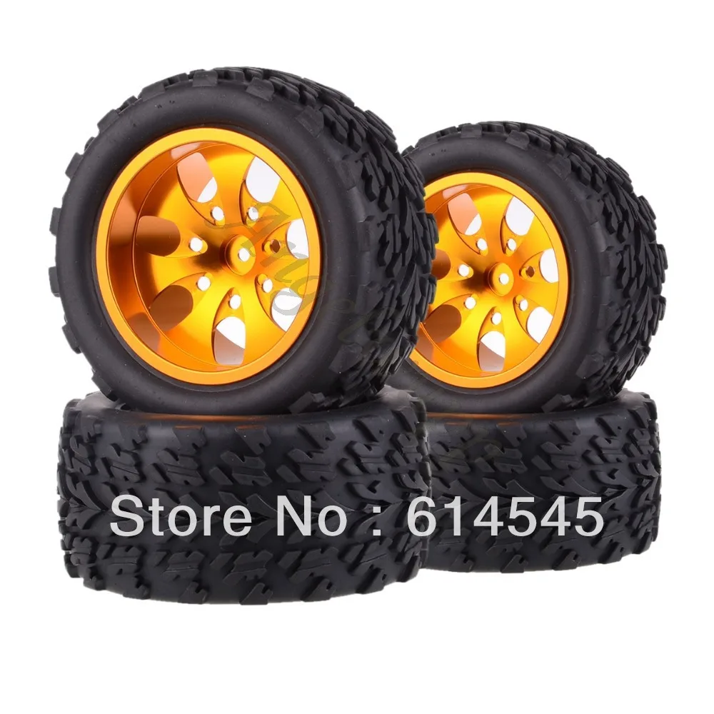 

88117 4xRC Monster Truck Bigfoot Metal 1:10 Wheel Rim & Tyre Tires 12MM HEX